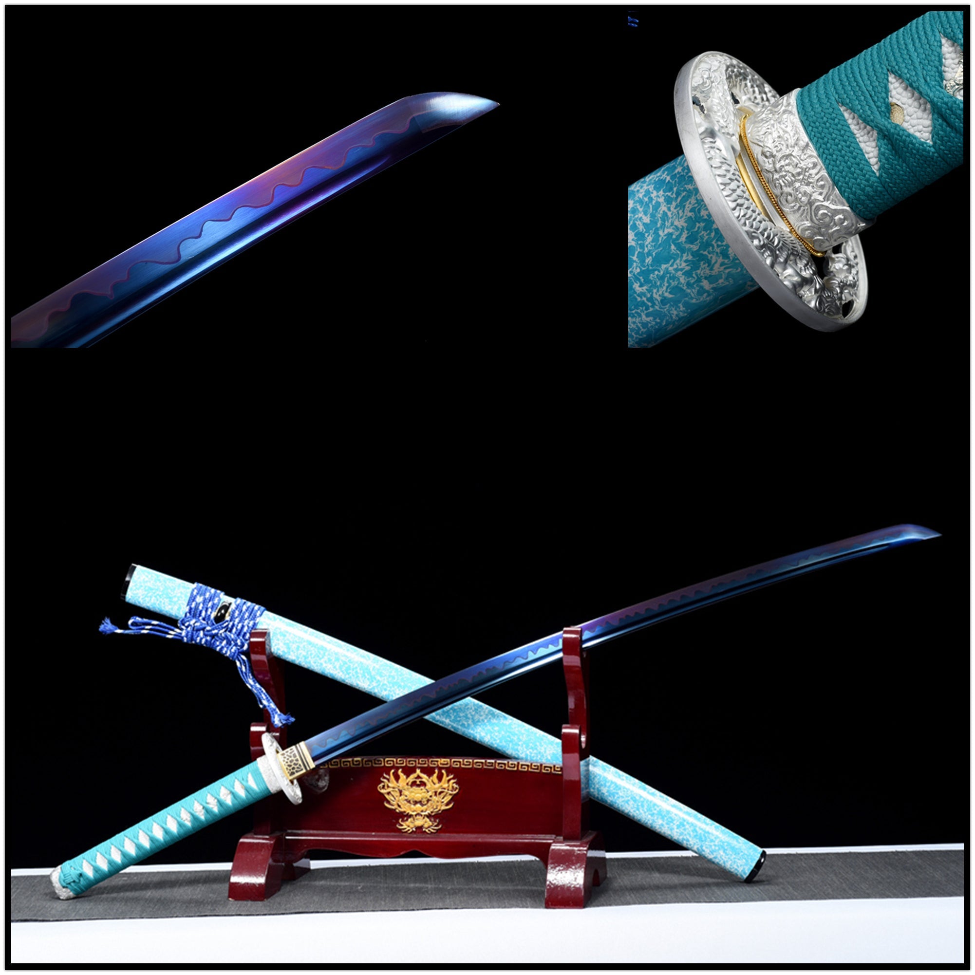 Katana Blue Sky Spring Steel Blue Blade 藍天 | KatanaSwordArt Katana For Sale