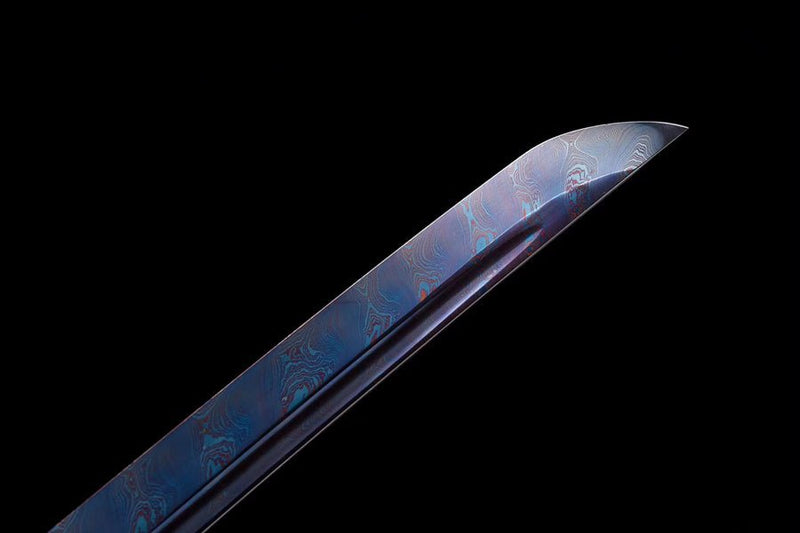 Katana Canyue Damascus Folded Blue Blade 殘月 For Sale | KatanaSwordArt Japanese Katana