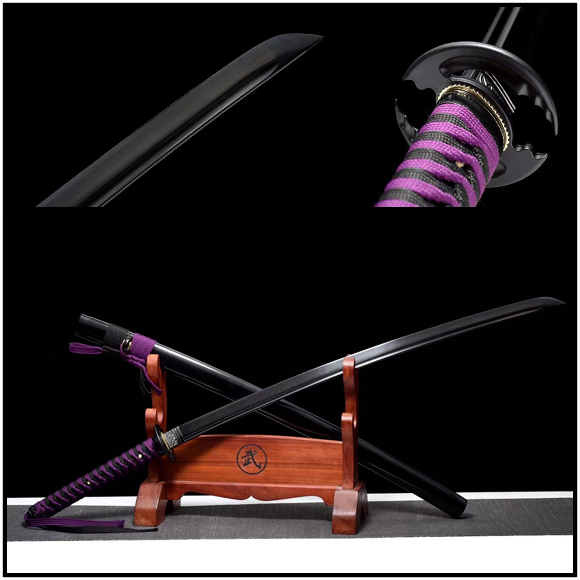 Katana Demon Slayer Medium Carbon Steel Black Blade 鬼滅の刃 | KatanaSwordArt Katana For Sale