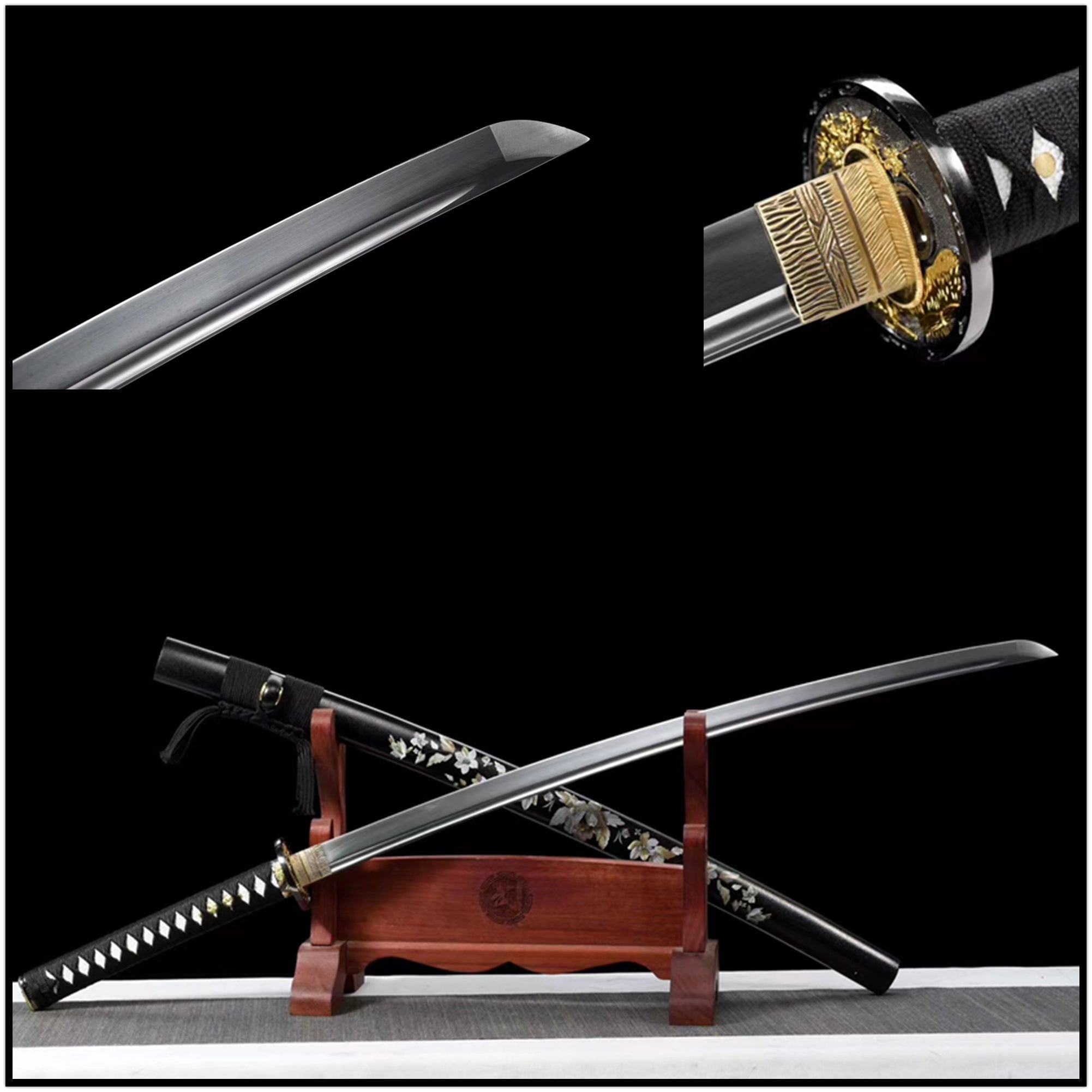 Katana Fanhua Spring Steel Black Saya 繁花 | KatanaSwordArt Katana For Sale