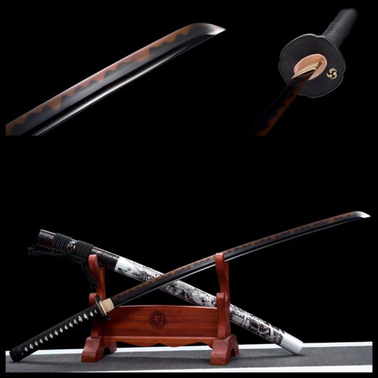 Katana Fuxi Damascus Folded Clay Tempered Fire Blade 伏羲 | KatanaSwordArt Katana For Sale 2025