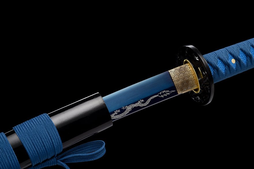 Katana Geranosaurus Spring Steel Blue Blade 鶴龍 | KatanaSwordArt Katana For Sale