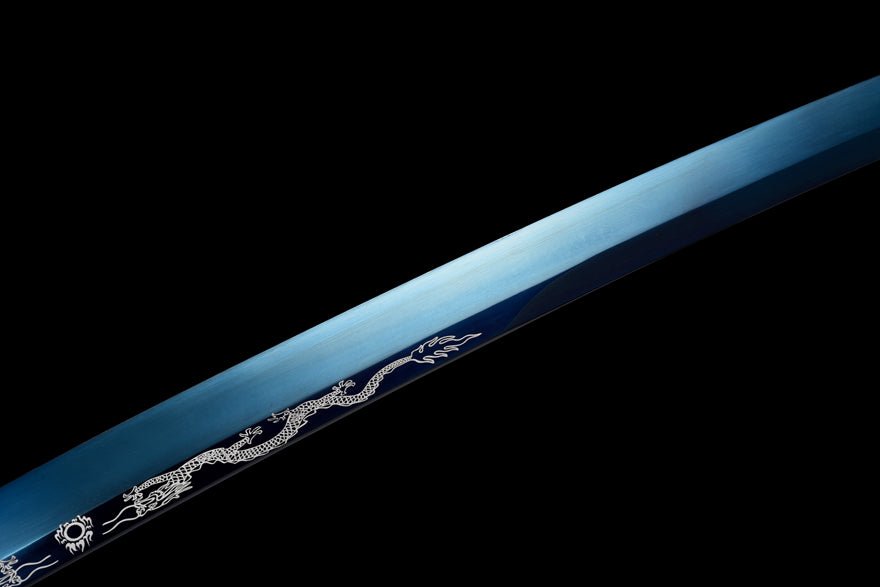 Katana Geranosaurus Spring Steel Blue Blade 鶴龍 | KatanaSwordArt Katana For Sale