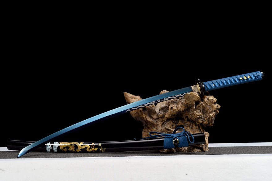 Katana Geranosaurus Spring Steel Blue Blade 鶴龍 | KatanaSwordArt Katana For Sale