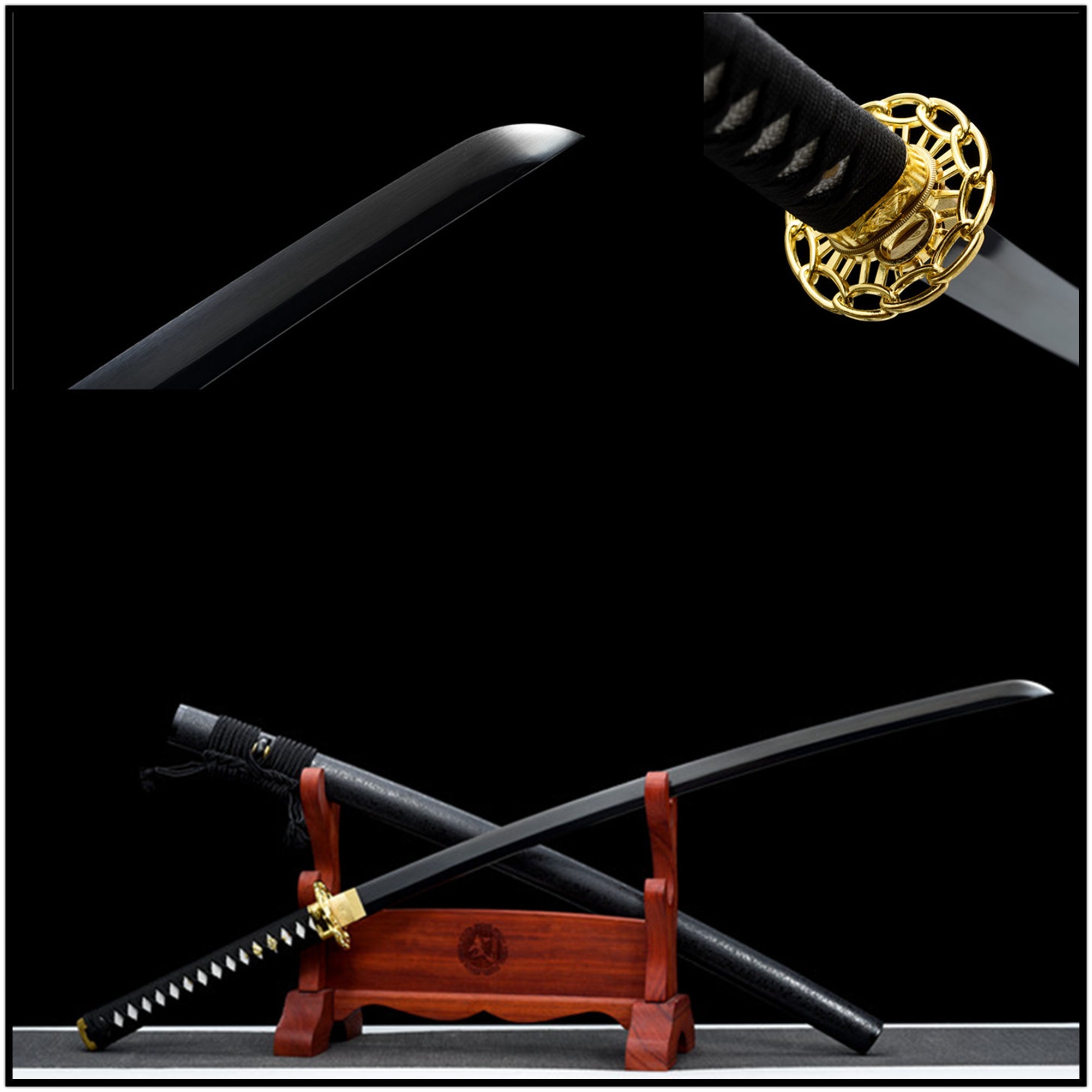 Katana Golden Lock Spring Steel Black Blade 金鎖 | KatanaSwordArt Katana For Sale