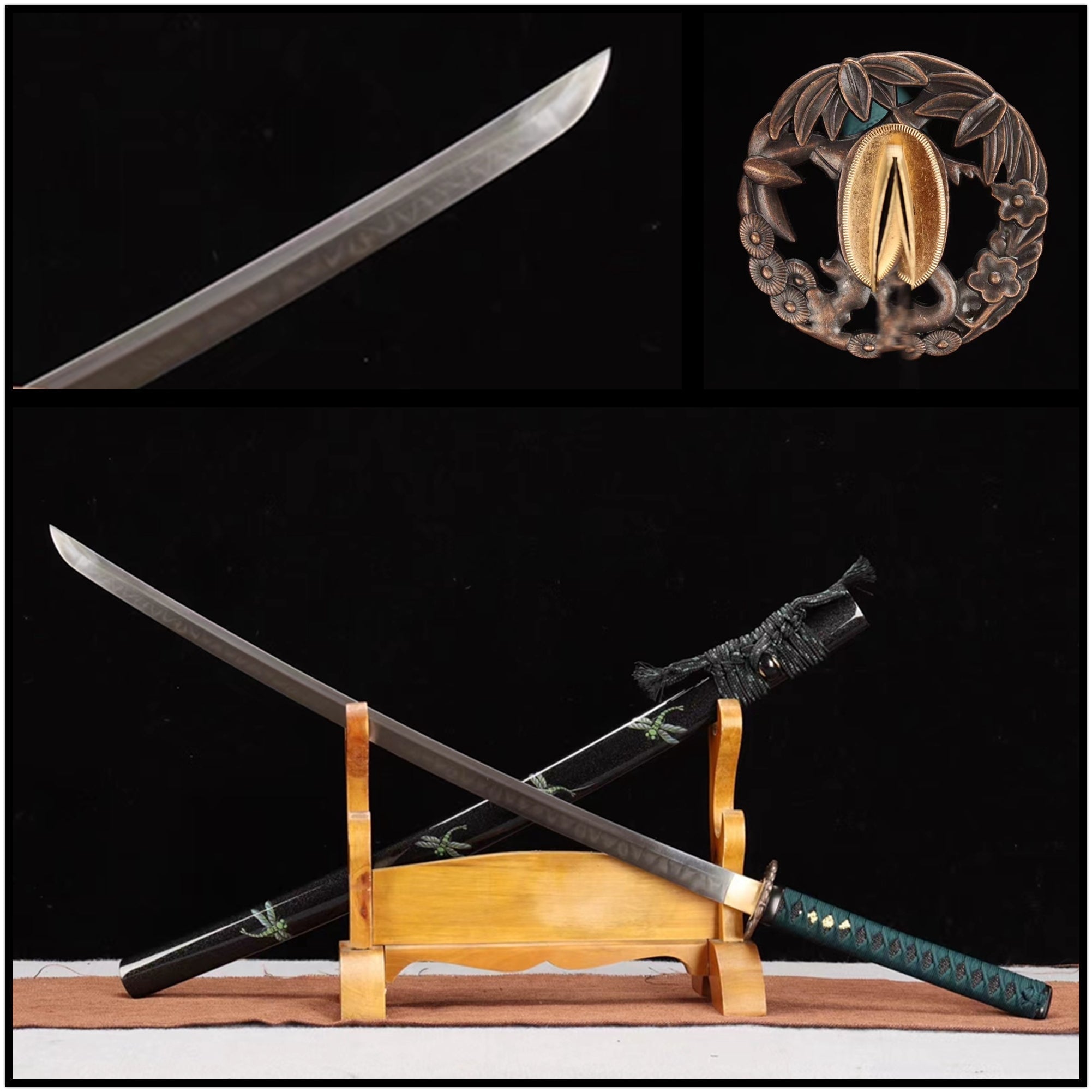 Katana Green Dragonfly T10 Clay Tempered Black Saya 綠蜻蜓 | KatanaSwordArt Katana For Sale 2025