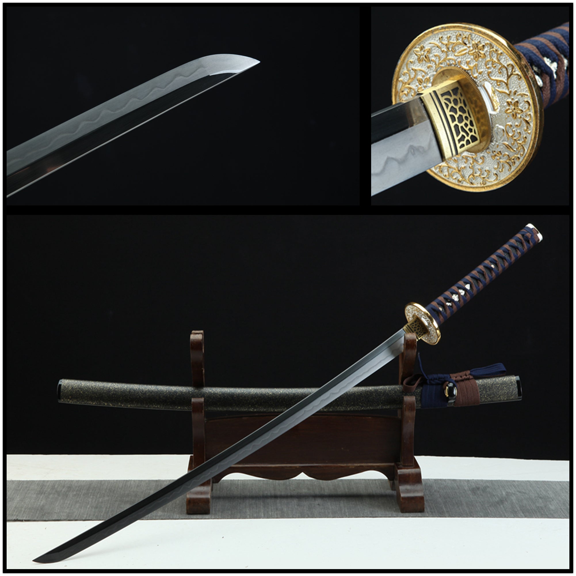 Katana Hane T10 High Carbon Steel Black Saya 千羽 | KatanaSwordArt Katana For Sale