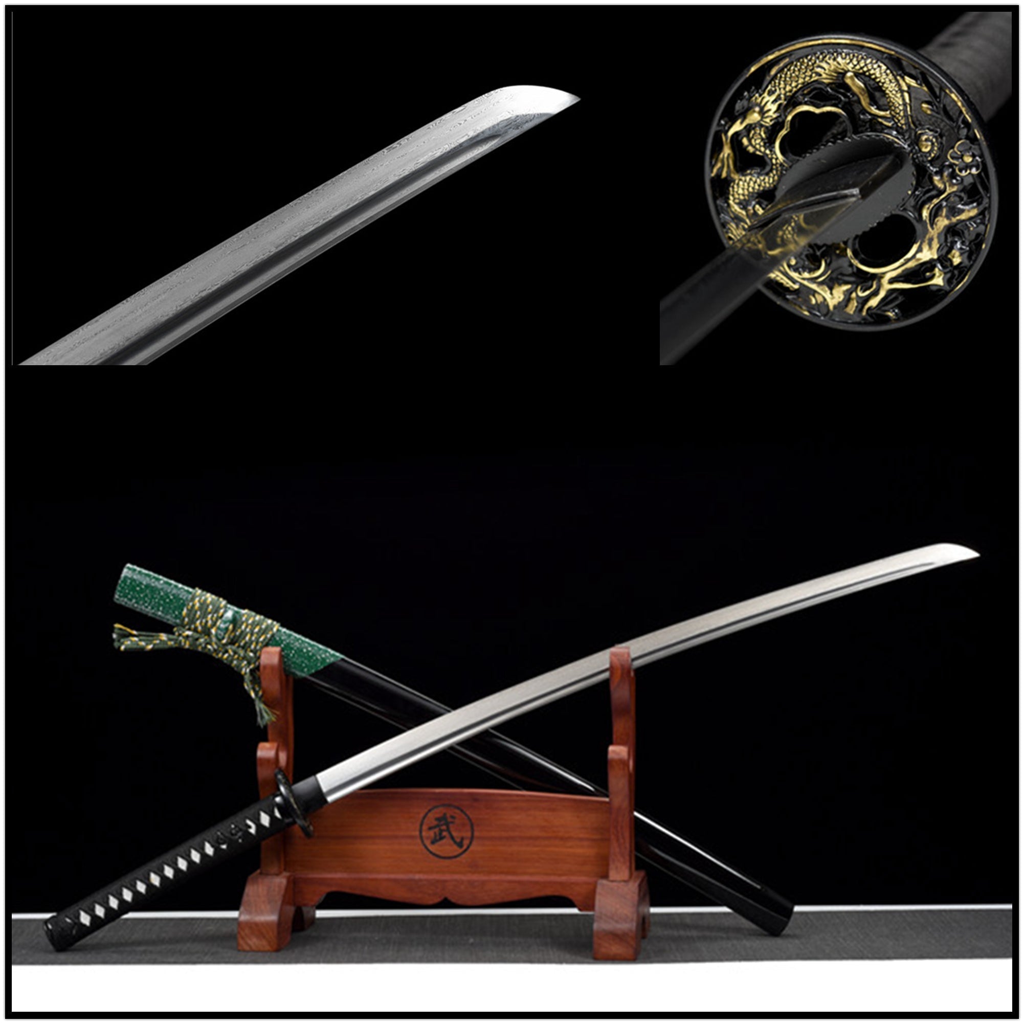 Katana Huanying Damascus Folded Black Saya 幻影 | KatanaSwordArt Katana For Sale 2025