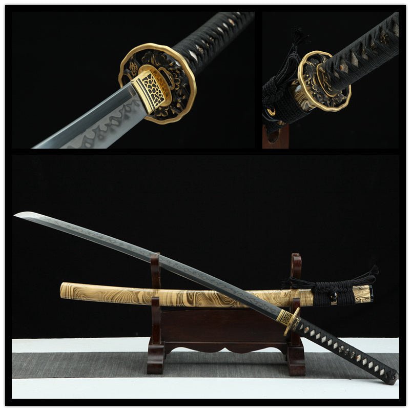 Katana Jiaocha T10 Clay Tempered Yellow Saya 交叉 | KatanaSwordArt Katana For Sale 2025