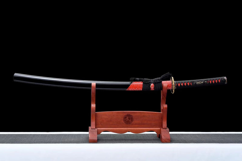 Katana Lianyu Damascus Steel Clay Tempered Dark Red Blade 獄龍 For Sale | KatanaSwordArt Japanese Katana