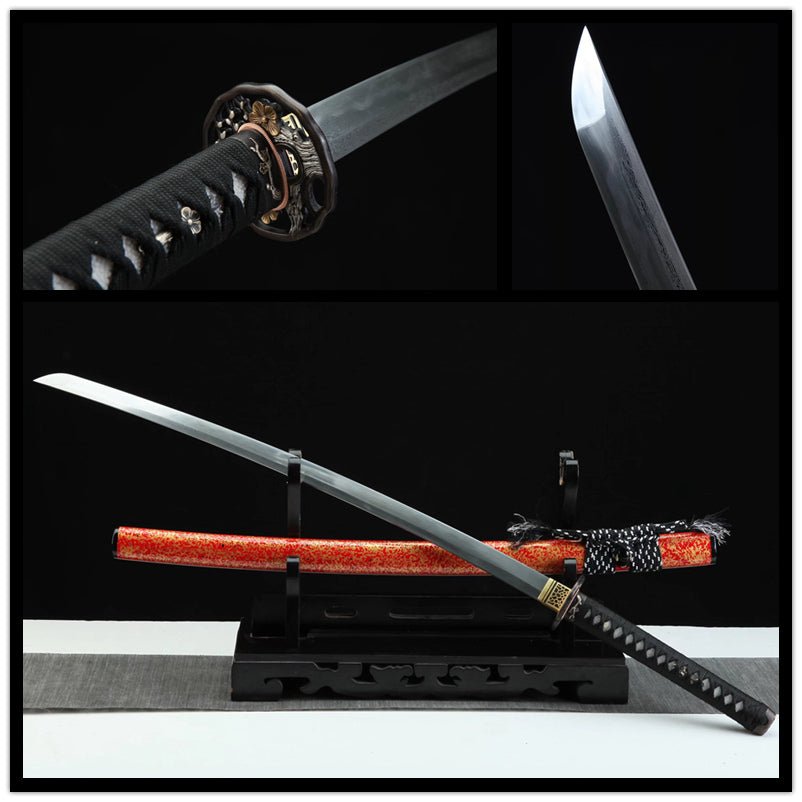 Katana Plum Blossom Flame Grain Damascus Steel Clay Tempered 紅梅 | KatanaSwordArt Katana For Sale