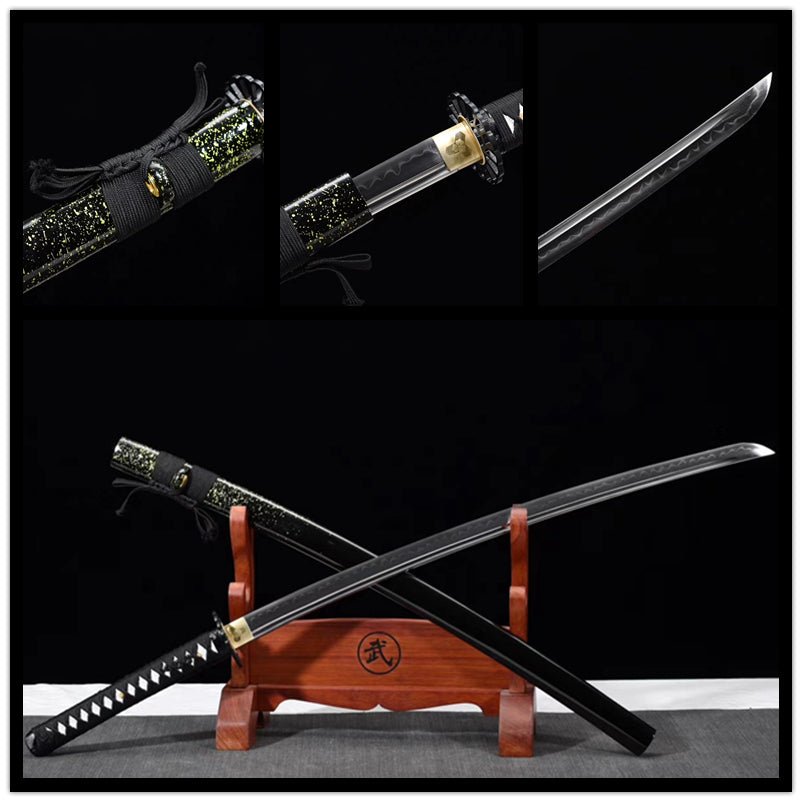 Katana Qingteng T10 Clay Tempered Black Saya 青藤 | KatanaSwordArt Katana For Sale