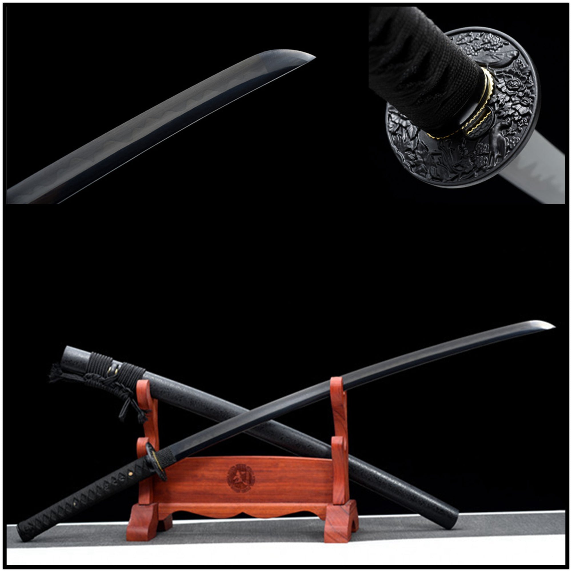 Katana QueYue Manganese Steel Black Blade 雀躍 | KatanaSwordArt Katana For Sale