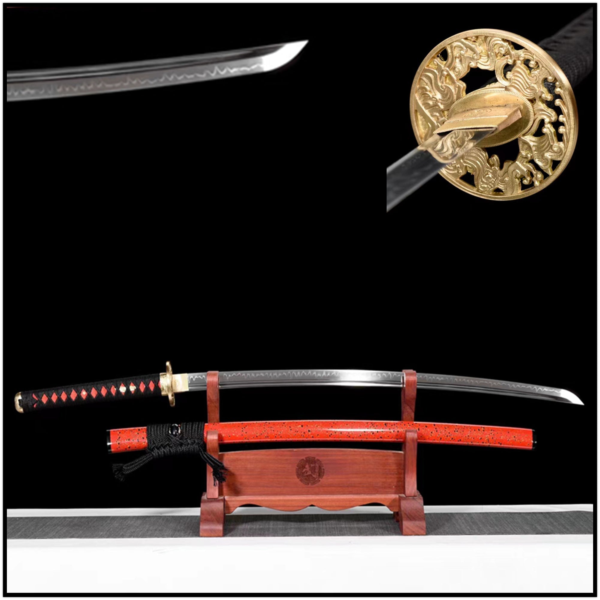 Katana Red Damask T10 Clay Tempered Red Saya 紅綾 | KatanaSwordArt Katana For Sale 2025