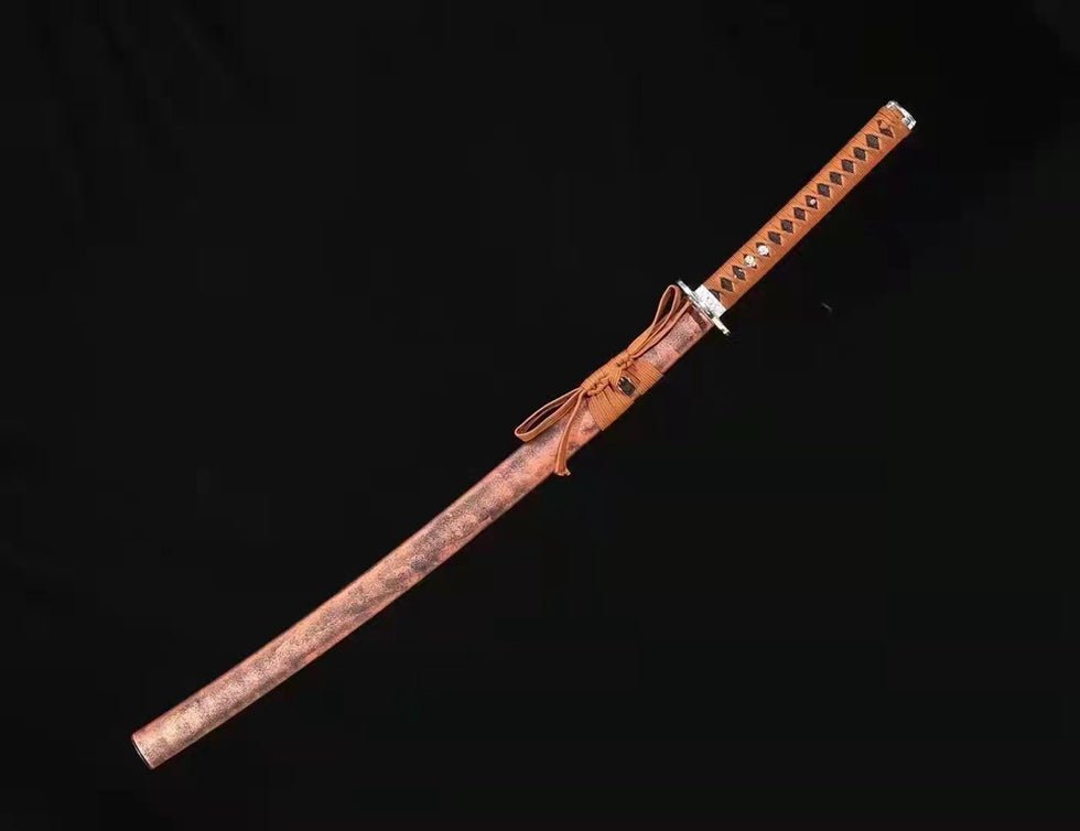 Katana Red Tiger Damascus Folded Steel Red Saya 紅虎 | KatanaSwordArt Katana For Sale