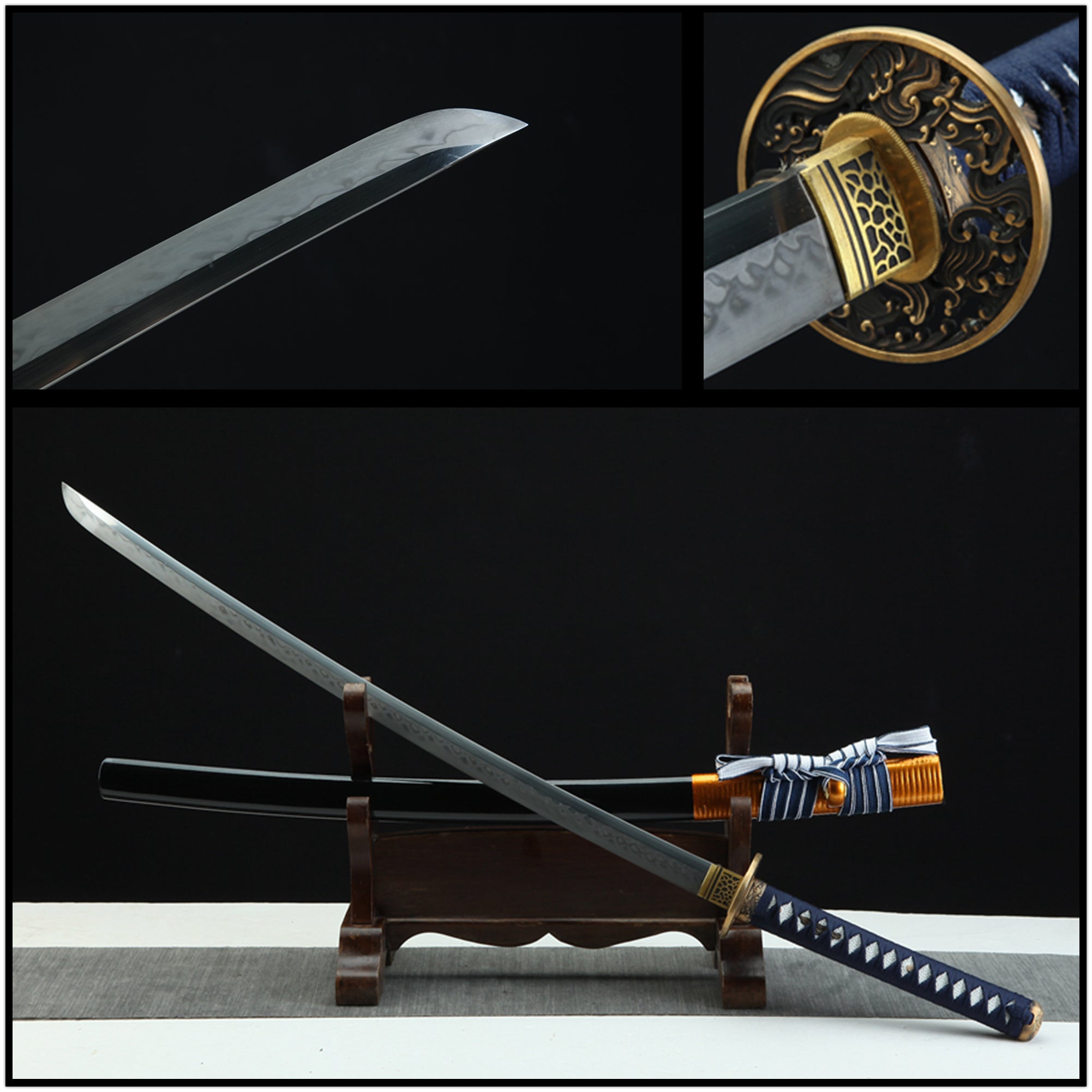 Katana Sea Wave 1095 High Carbon Clay Tempered Steel Black Saya 海浪 | KatanaSwordArt Katana For Sale 2025