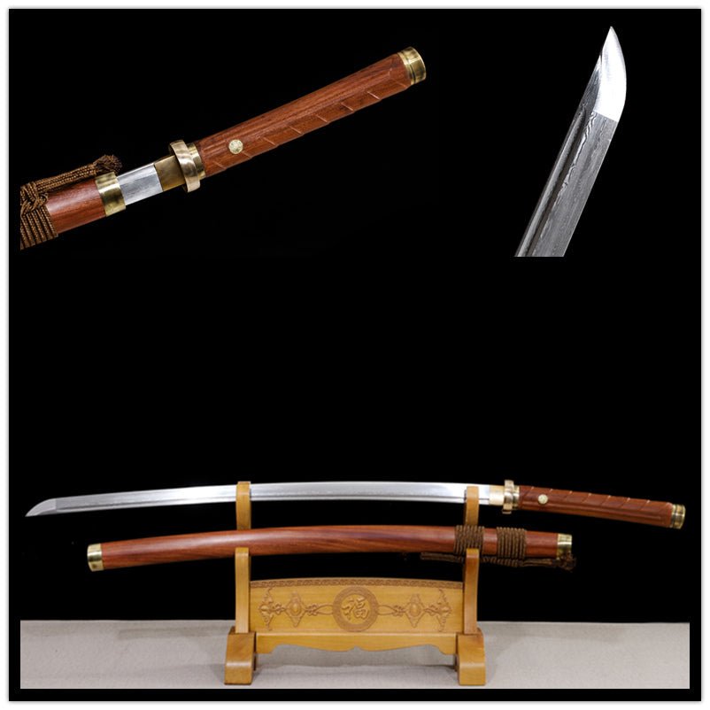 Katana Shankou Damascus Folded Wood Saya 山口 | KatanaSwordArt Katana For Sale
