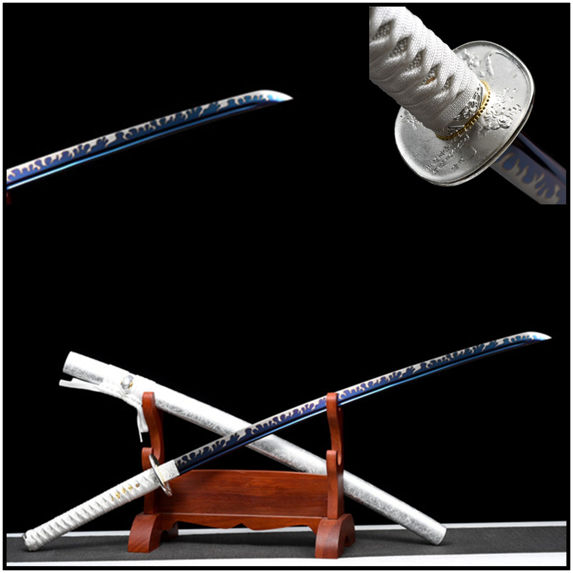 Katana Silver Ghost Manganese Steel Blue Blade 銀鬼 | KatanaSwordArt Katana For Sale