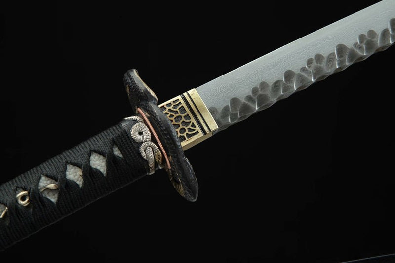 Katana Tanshe Damascus Folded Hammer Pattern Ebony Saya 檀蛇 For Sale | KatanaSwordArt Japanese Katana