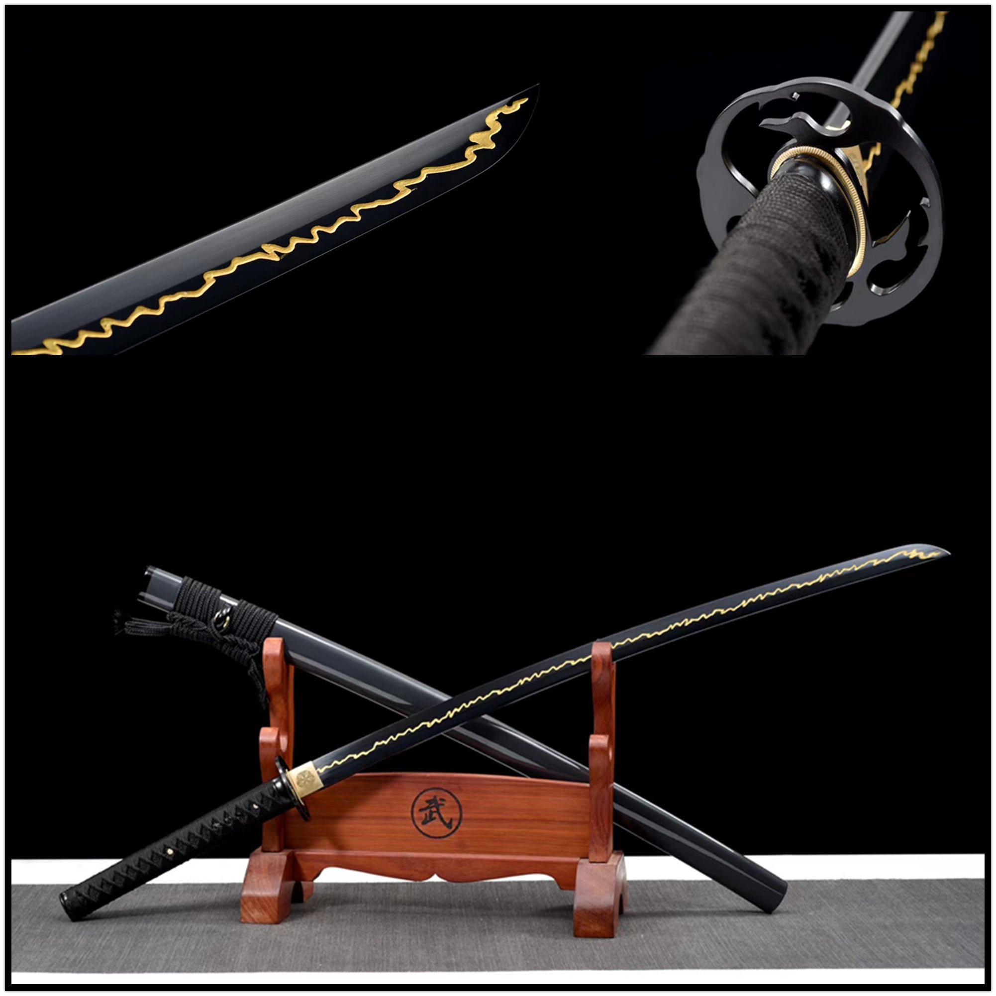 Katana Thunder Manganese Steel Black Blade 驚雷 | KatanaSwordArt Katana For Sale