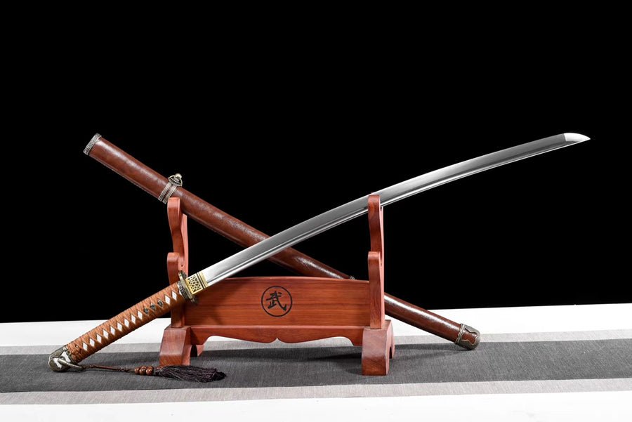 Katana Type 98 WW2 Spring Steel Brown Leather Saya 戰刀 | KatanaSwordArt Katana For Sale
