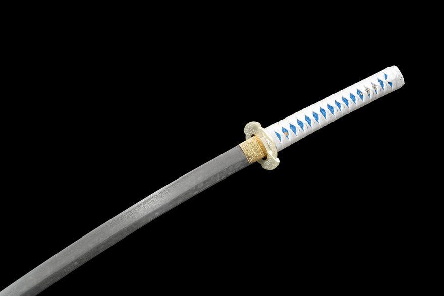 Katana White Damask Damascus Folded Steel White Saya 白綾 | KatanaSwordArt Katana For Sale 2025