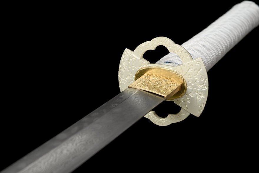 Katana White Damask Damascus Folded Steel White Saya 白綾 | KatanaSwordArt Katana For Sale 2025