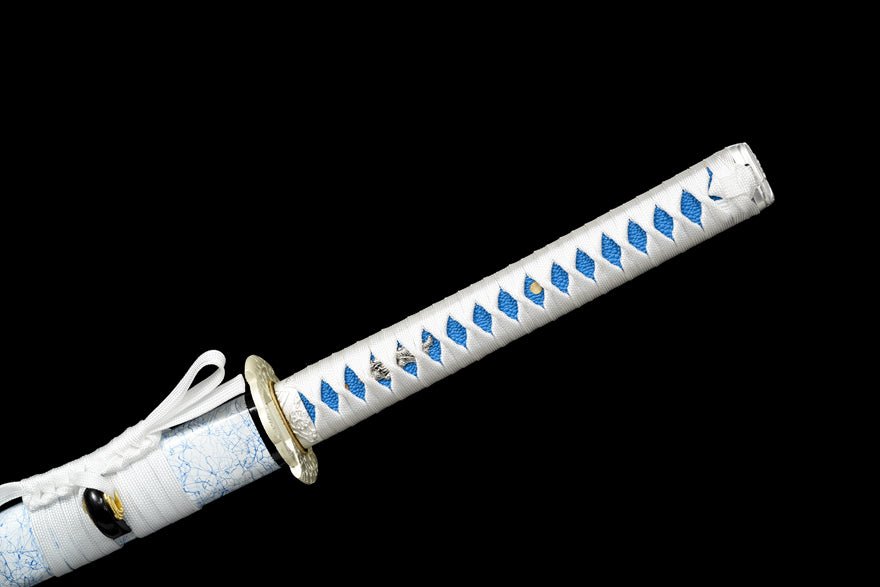 Katana White Damask Damascus Folded Steel White Saya 白綾 | KatanaSwordArt Katana For Sale 2025