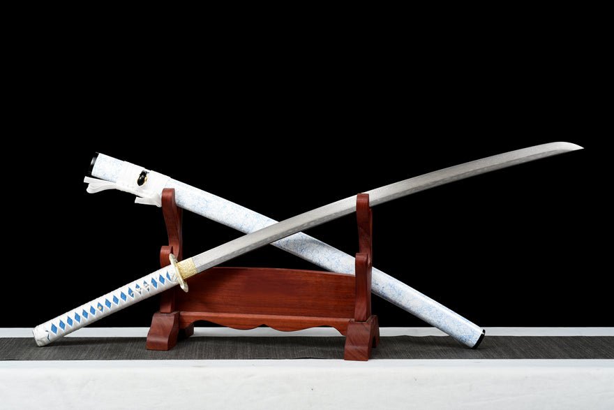 Katana White Damask Damascus Folded Steel White Saya 白綾 | KatanaSwordArt Katana For Sale 2025