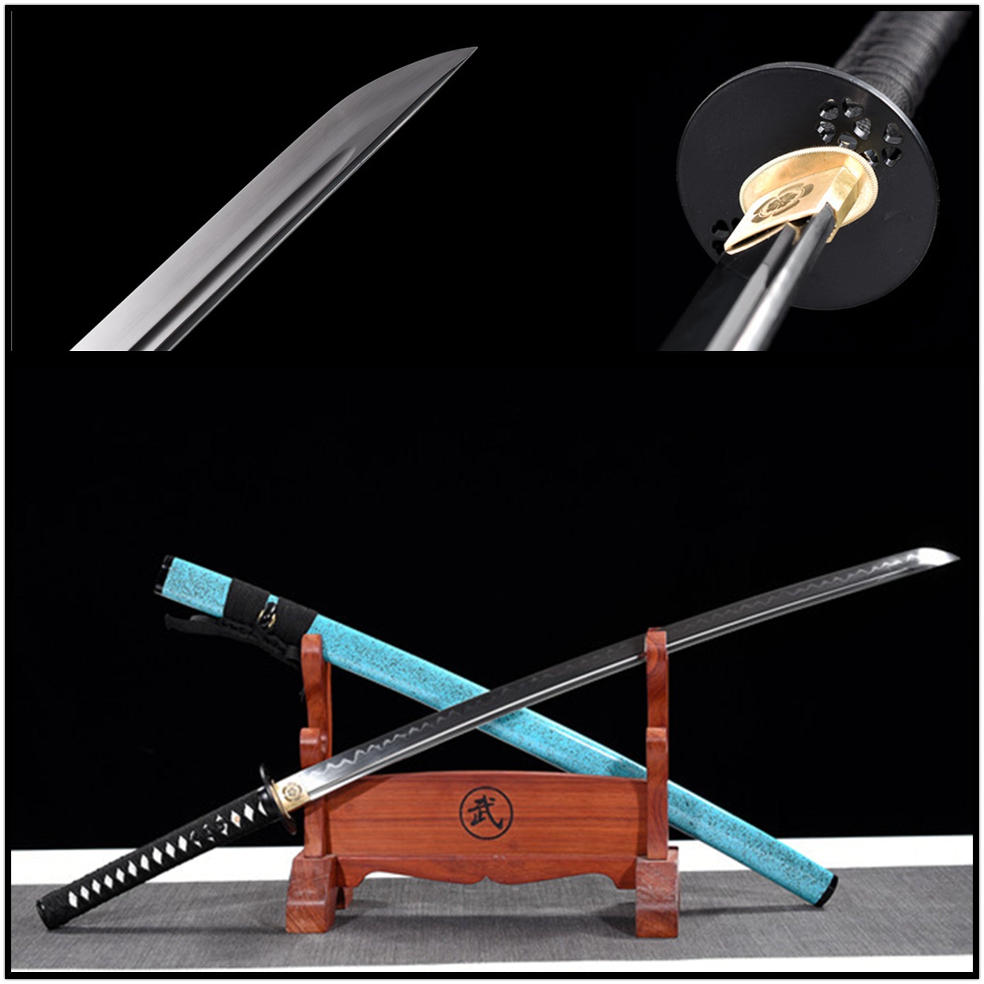Katana XueYu T10 Clay Tempered Steel Blue Saya 雪域 | KatanaSwordArt Katana For Sale