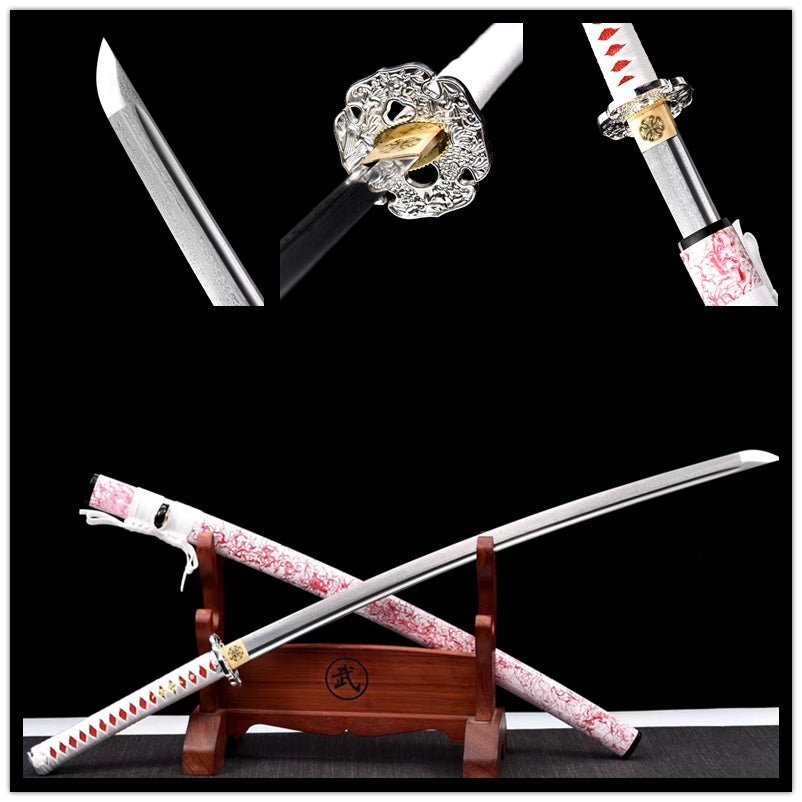 Katana Yingluo Damascus Folded Sakura 瓔珞 | KatanaSwordArt Katana For Sale