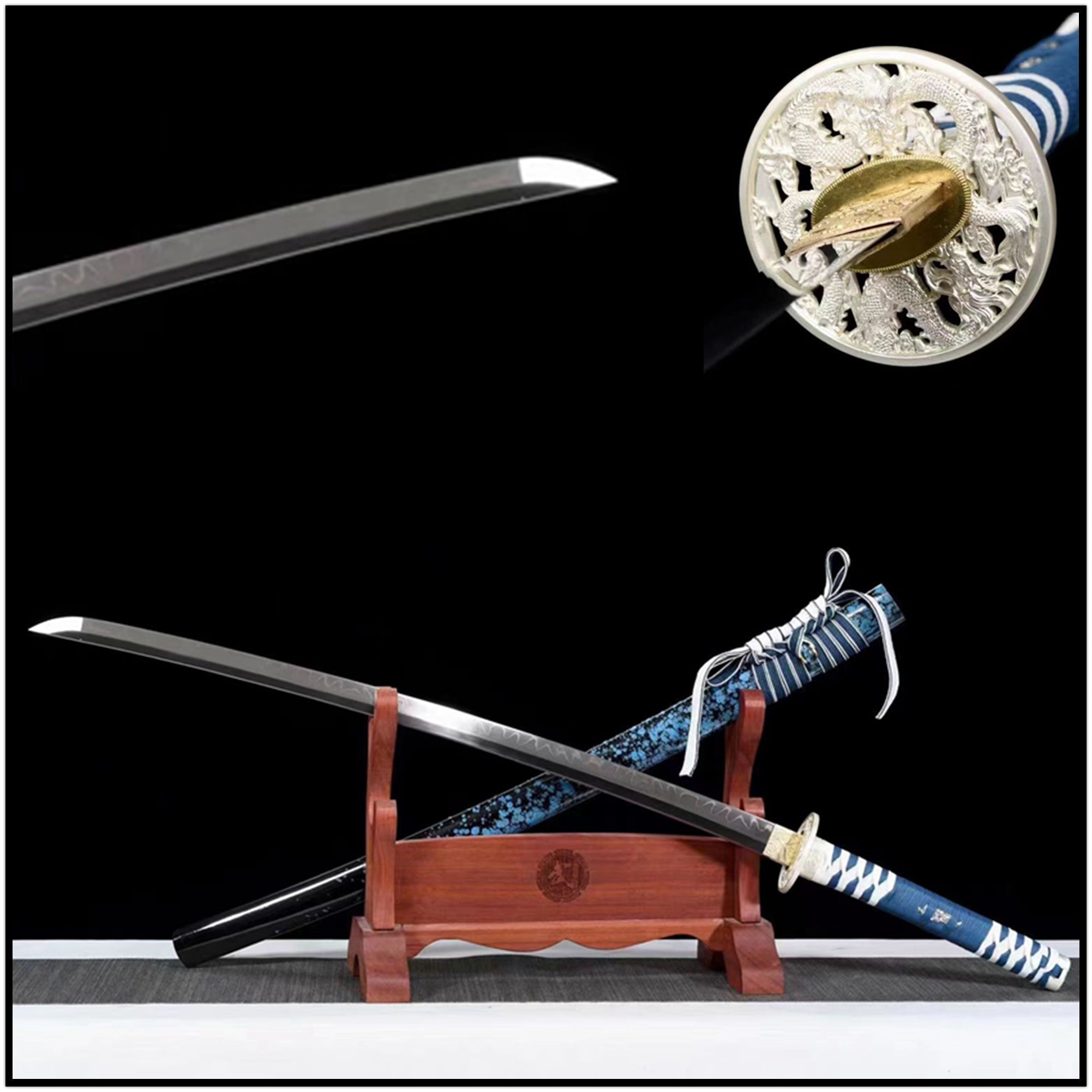 Katana Yingmei T10 Clay Tempered Blue Saya 影魅 | KatanaSwordArt Katana For Sale 2025