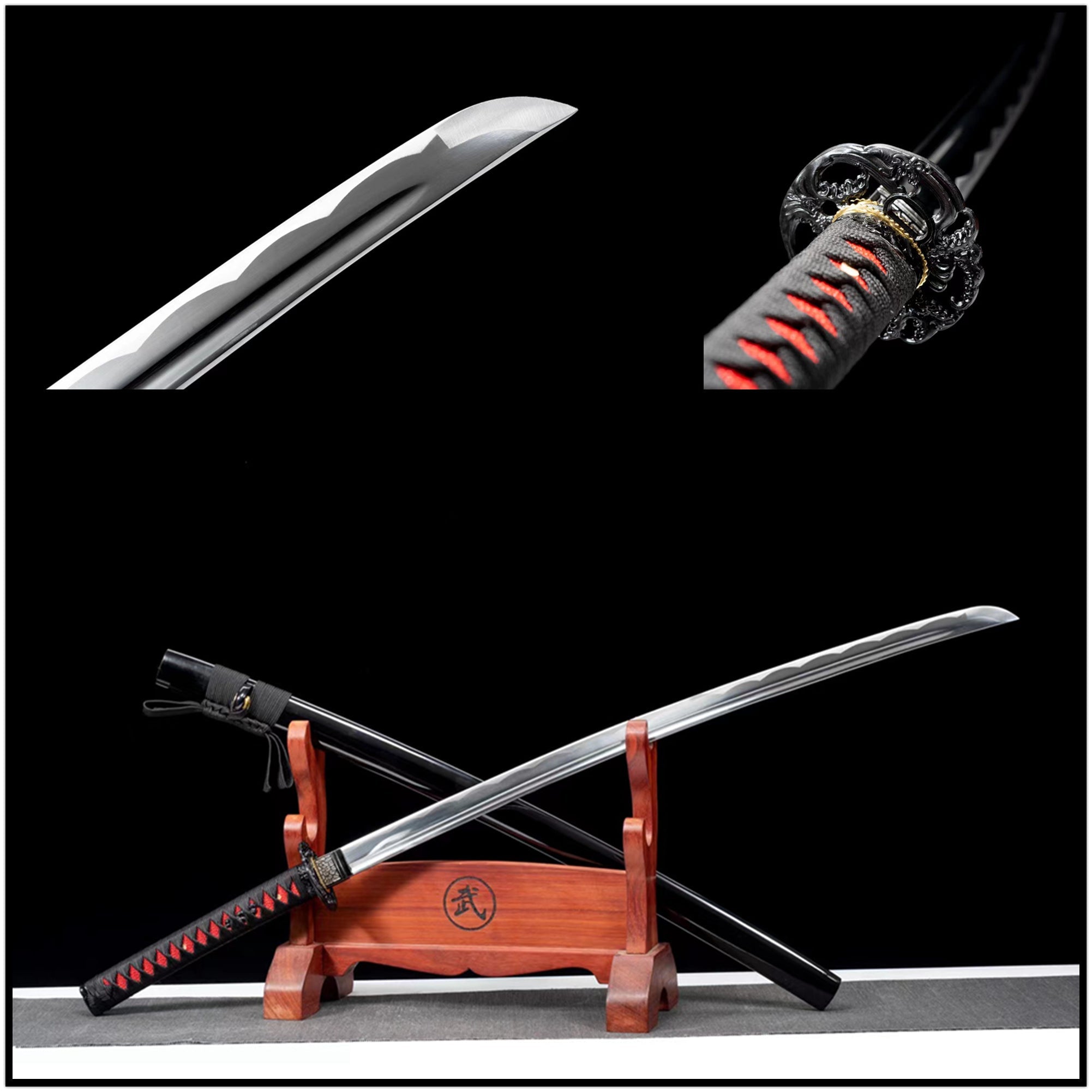 Katana YunCu Medium Carbon Steel Black Saya 雲簇 | KatanaSwordArt Katana For Sale