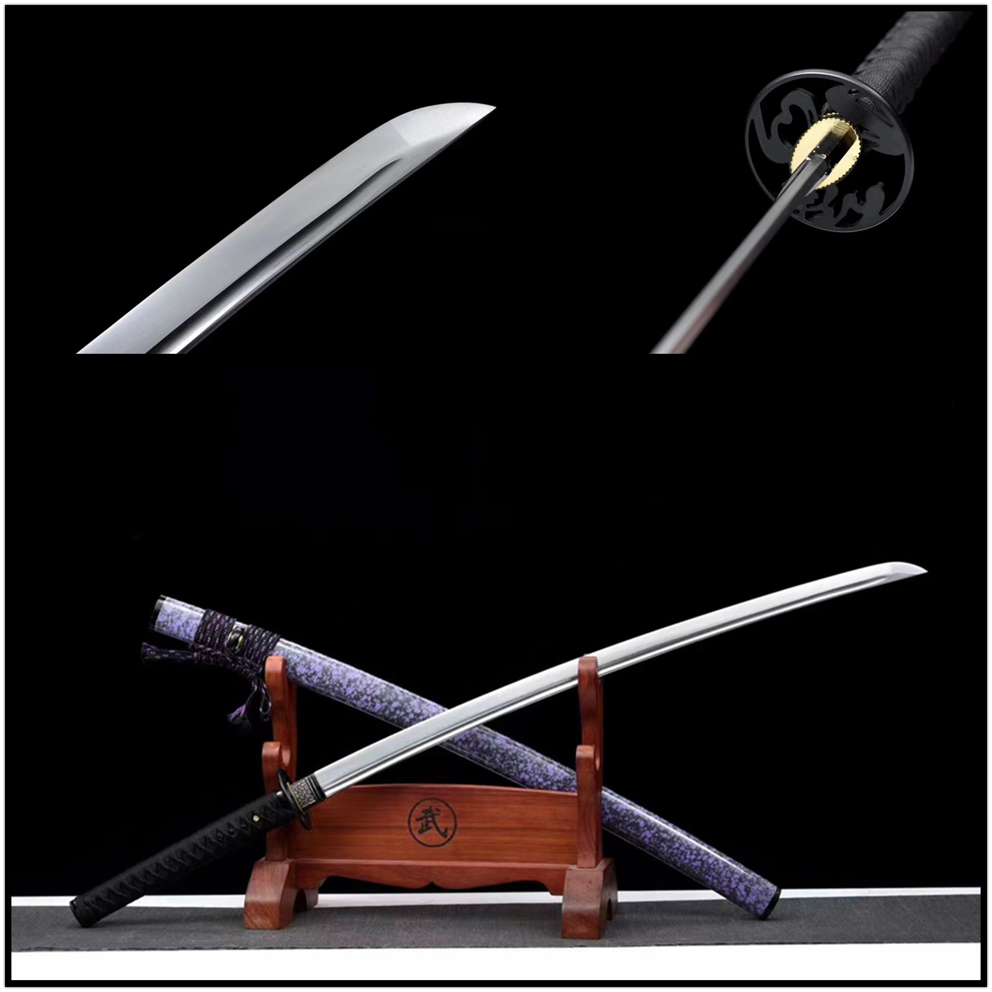 Katana ZiQi Spring Steel Purple Saya 紫氣 | KatanaSwordArt Katana For Sale