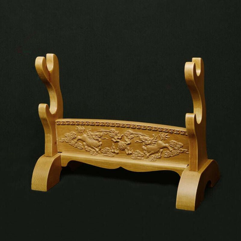 Sword Stand Double Kirin Carving Theme Double Layer Rack Base | KatanaSwordArt Sword Stand For Sale 2025