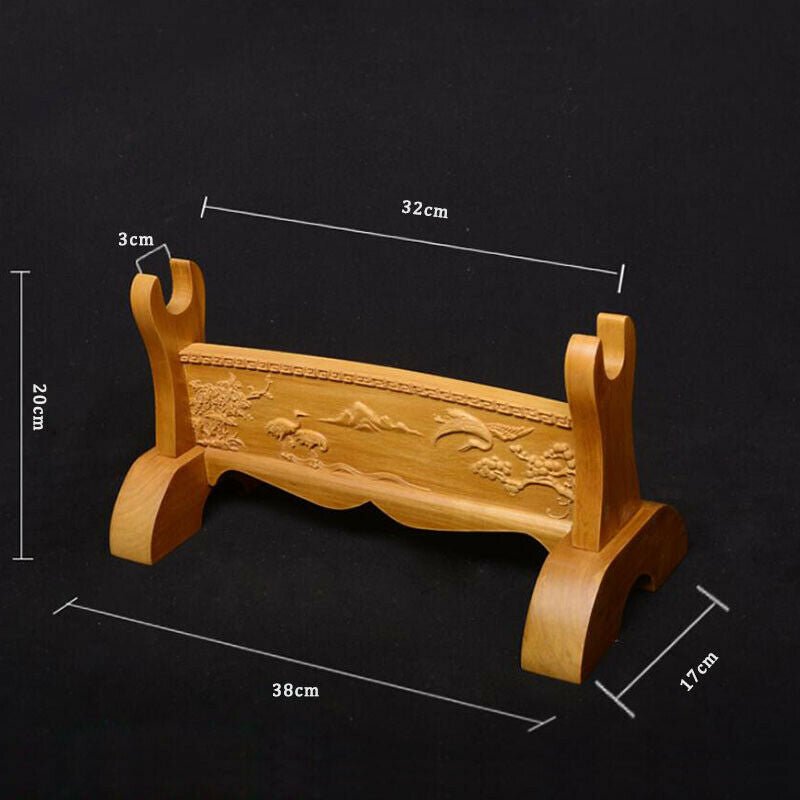 Sword Stand Red - Crowned Crane Carving Theme 1 - Layer Rack Base | KatanaSwordArt Sword Stand For Sale 2025