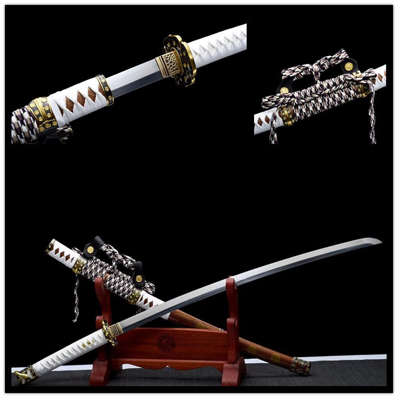 Tachi Sword Jinyin Spring Steel White Tsuka Ito 金櫻 | KatanaSwordArt Katana For Sale