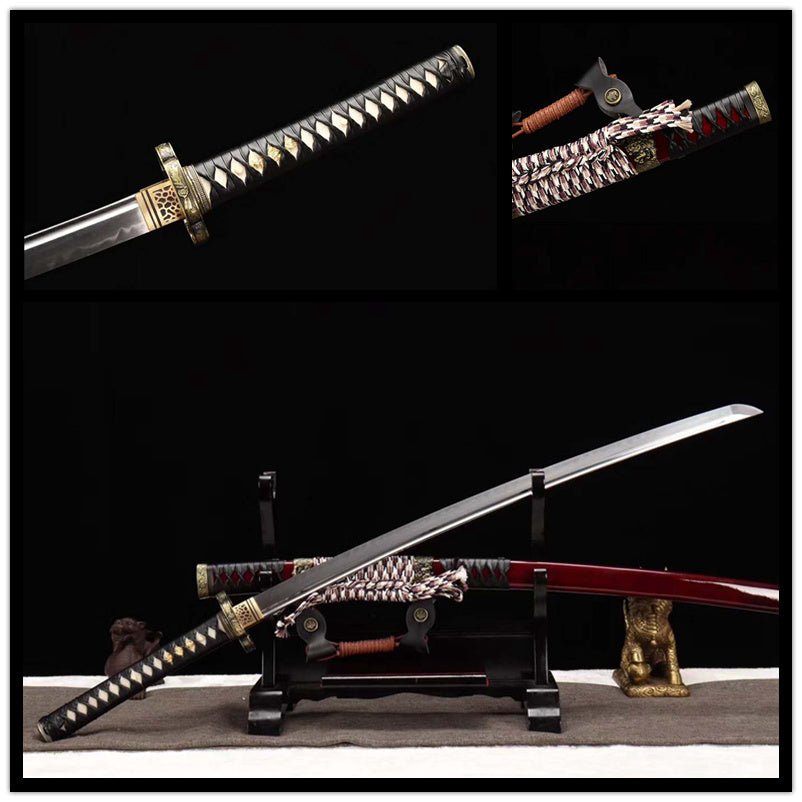 Tachi Sword Red Hongshi Clay Tempered Red Saya 紅獅 | KatanaSwordArt Katana For Sale
