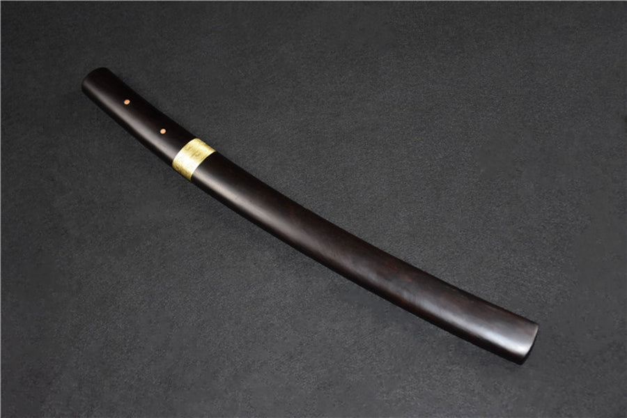 Tanto Sword Wan Damascus Folded Clay Tempered 短黑檀 | KatanaSwordArt Tanto For Sale 2025