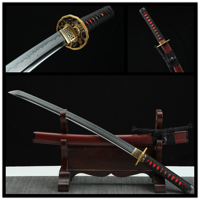 Wakizashi Sword Yanhui T10 Clay Tempered Red Saya 研灰 | KatanaSwordArt Wakizashi For Sale 2025
