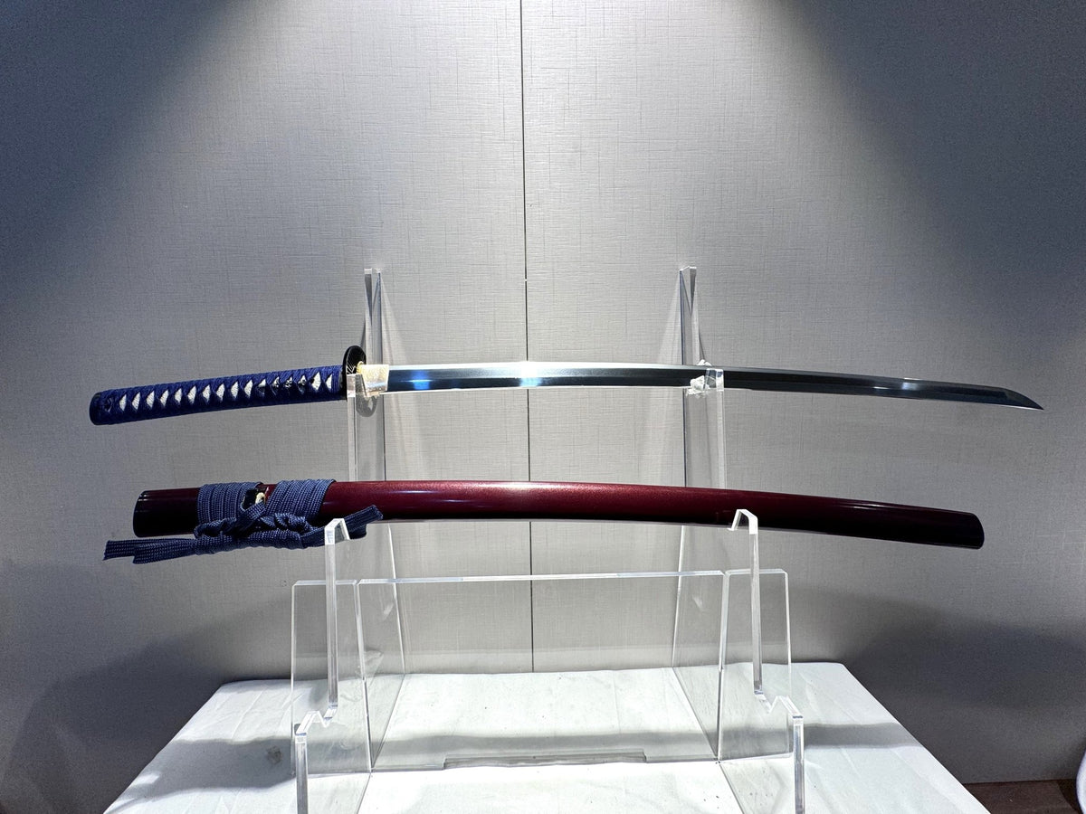Blue Tsuka Katana with Deep Red Saya Customer Build - KatanaSwordArt