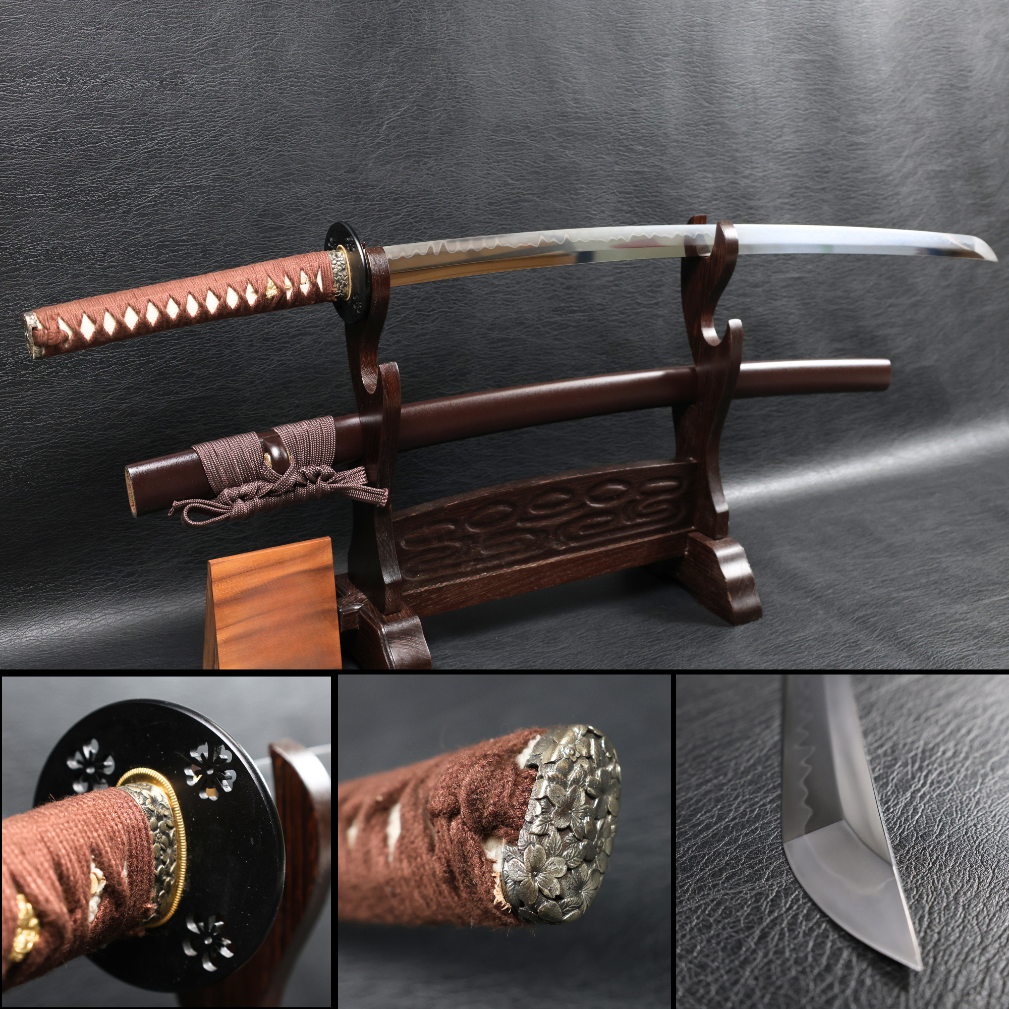 Katana Sakura Nocturne T10 Clay Tempered Blade with Sanbonsugi Hamon | KSA Huo