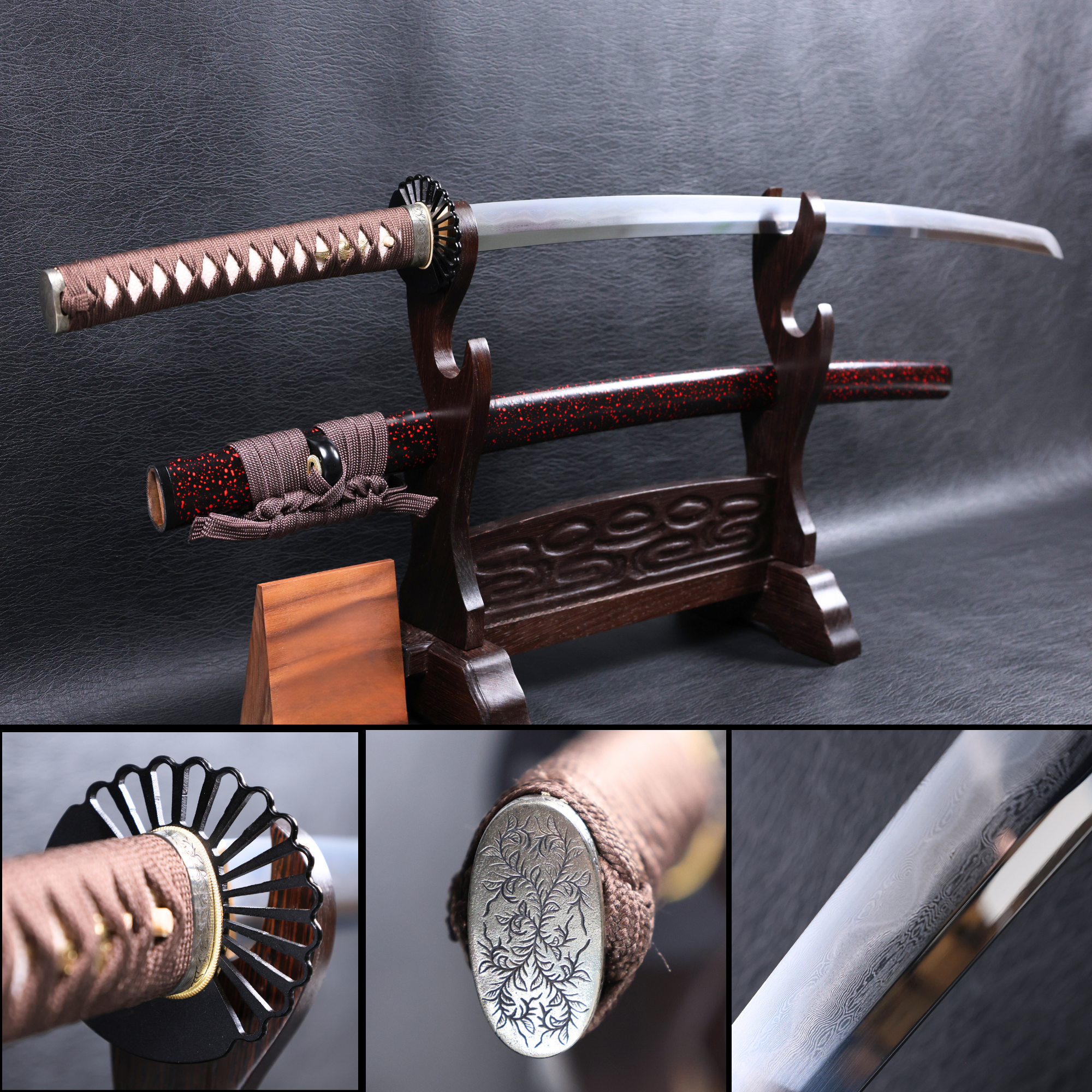 Katana Akatsuki Tonbo Folded Steel Clay Tempered Blade with Sanbonsugi Hamon | KSA Hua