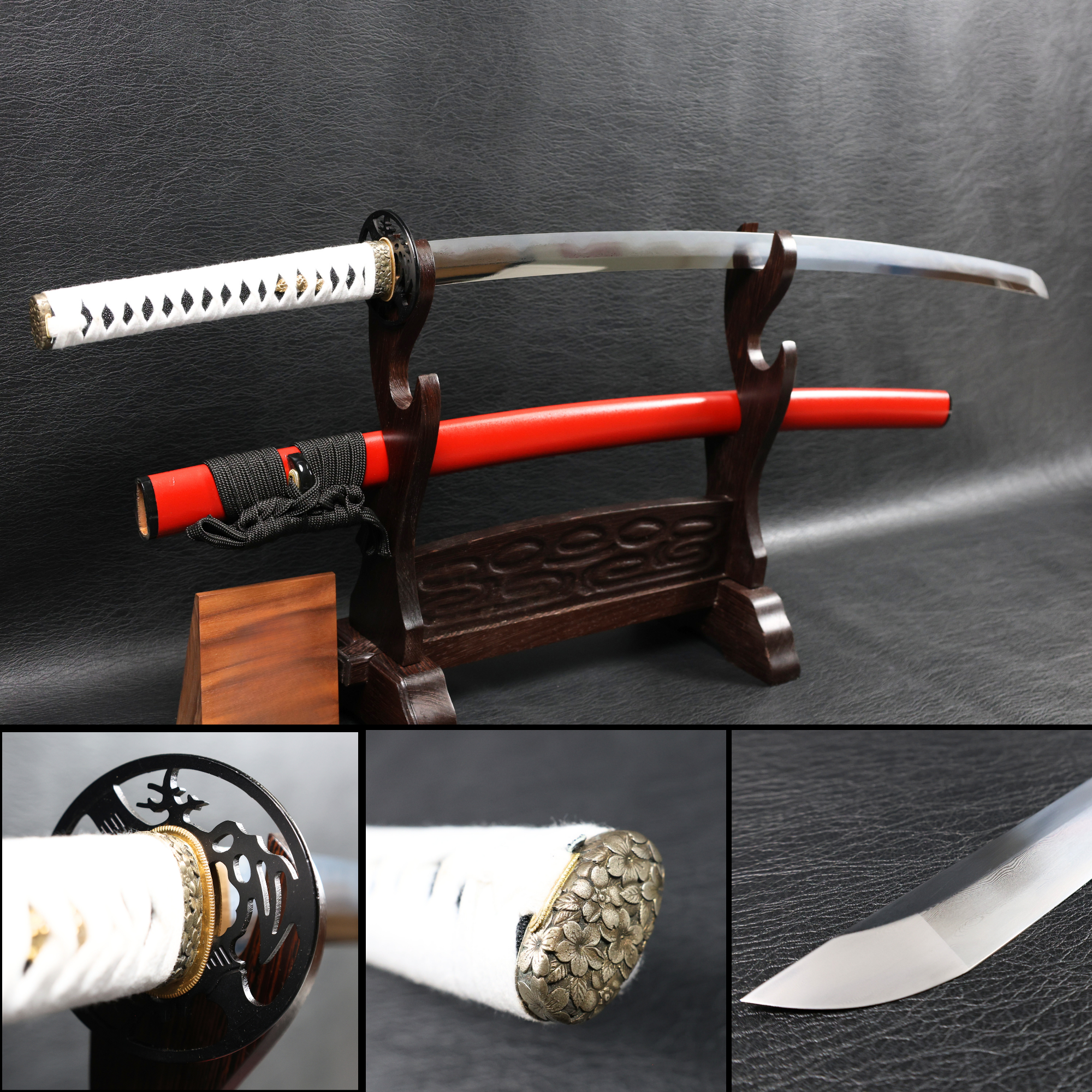 Katana Crimson Kuji Folded Steel Clay Tempered Blade with Sanbonsugi Hamon | KSA Hua