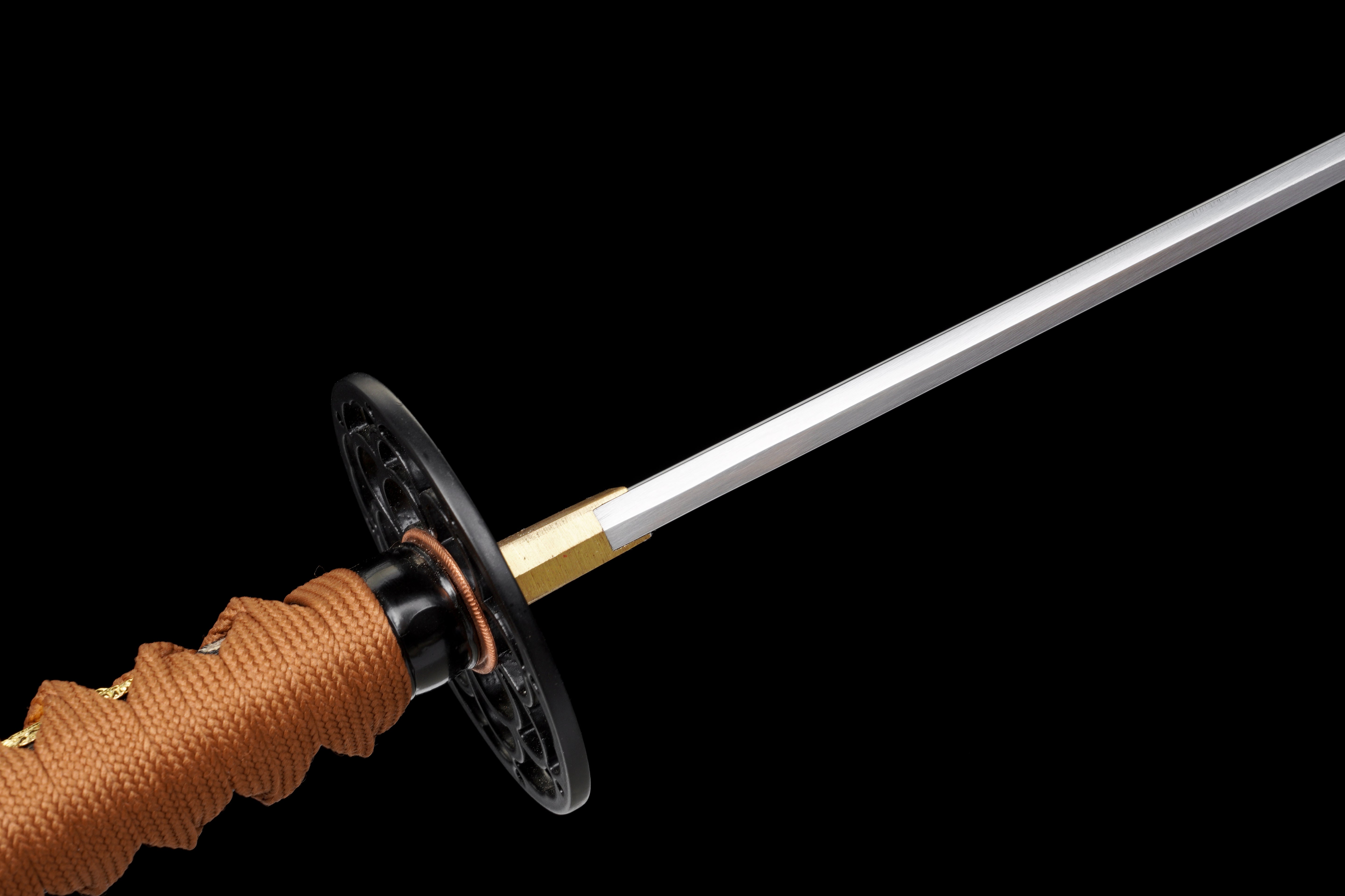 Katana Autumn Crest T10 Clay Tempered Blade with Black Rayskin 秋紋