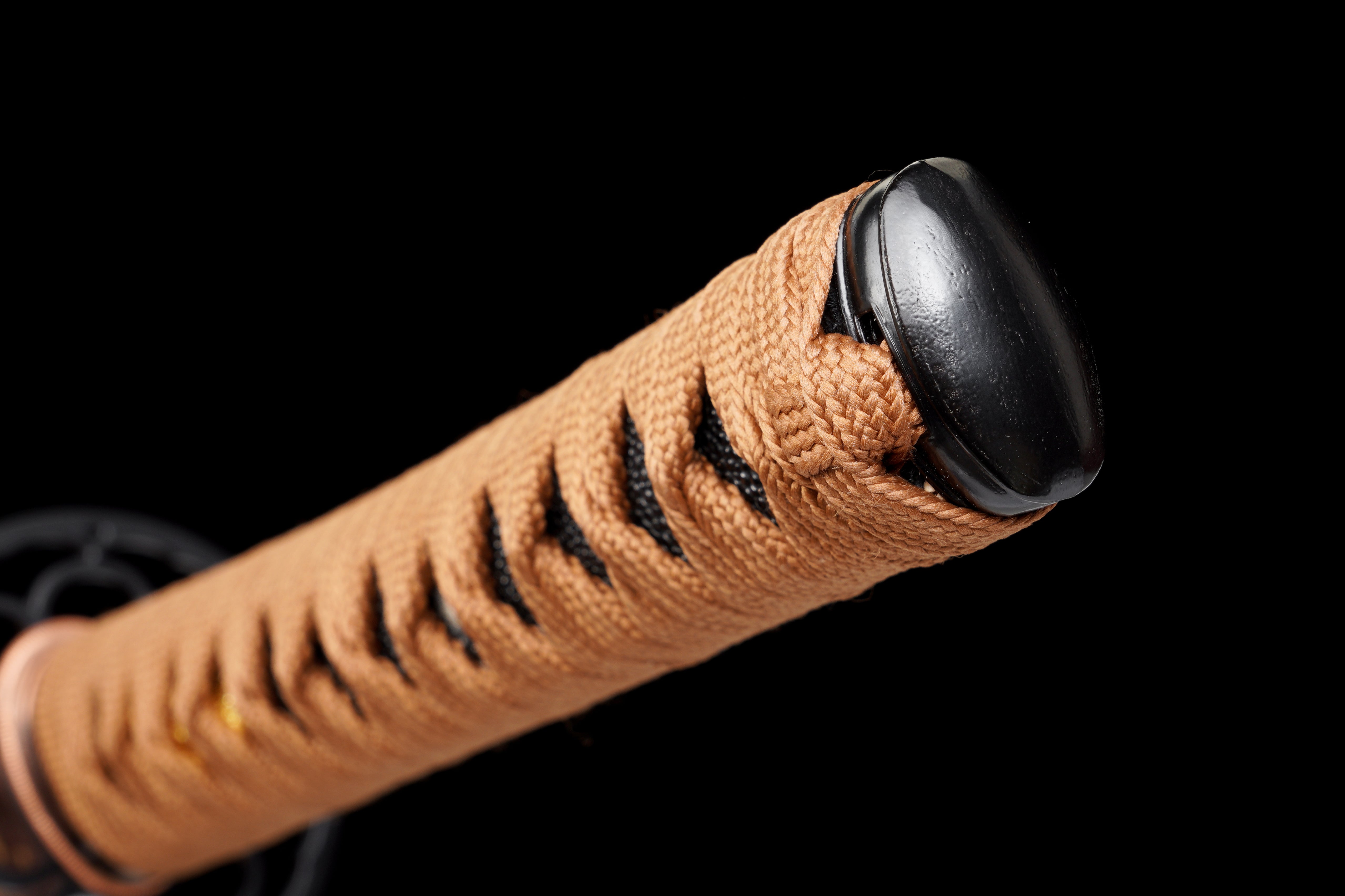 Katana Autumn Crest T10 Clay Tempered Blade with Black Rayskin 秋紋