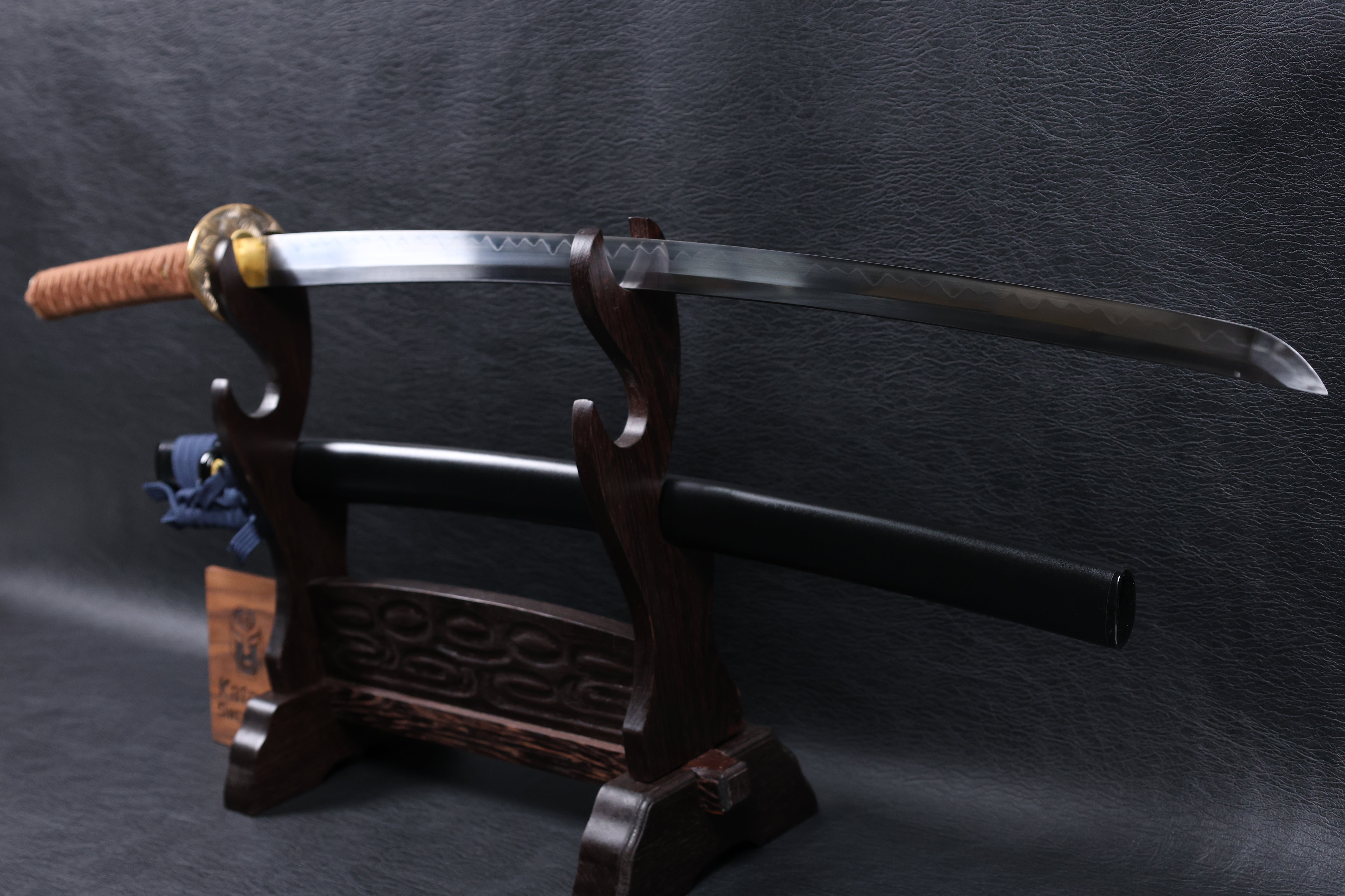 Katana Bokuden T10 Clay Tempered Blade with Notare Wave Hamon | KSA Huo