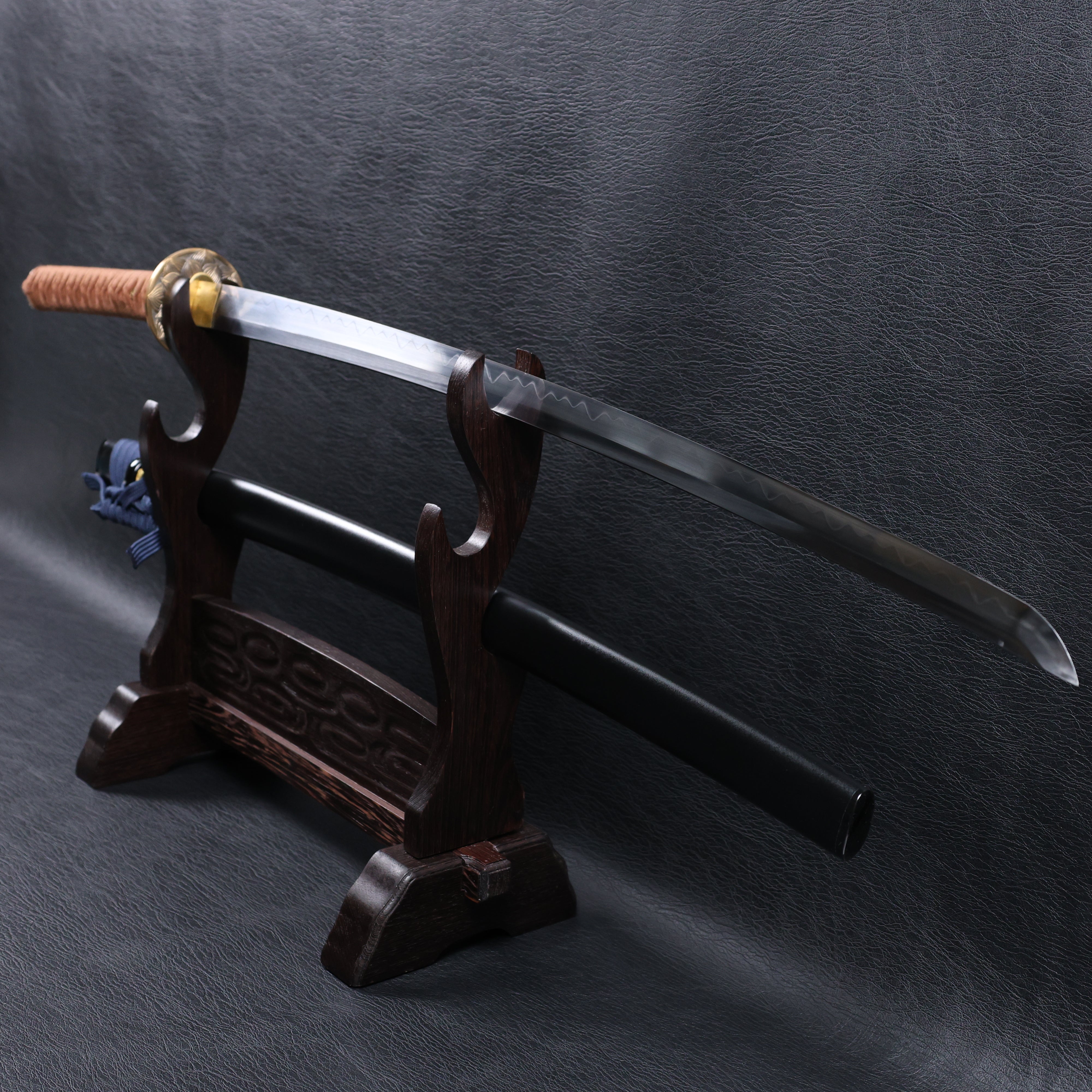 Katana Bokuden T10 Clay Tempered Blade with Notare Wave Hamon | KSA Huo