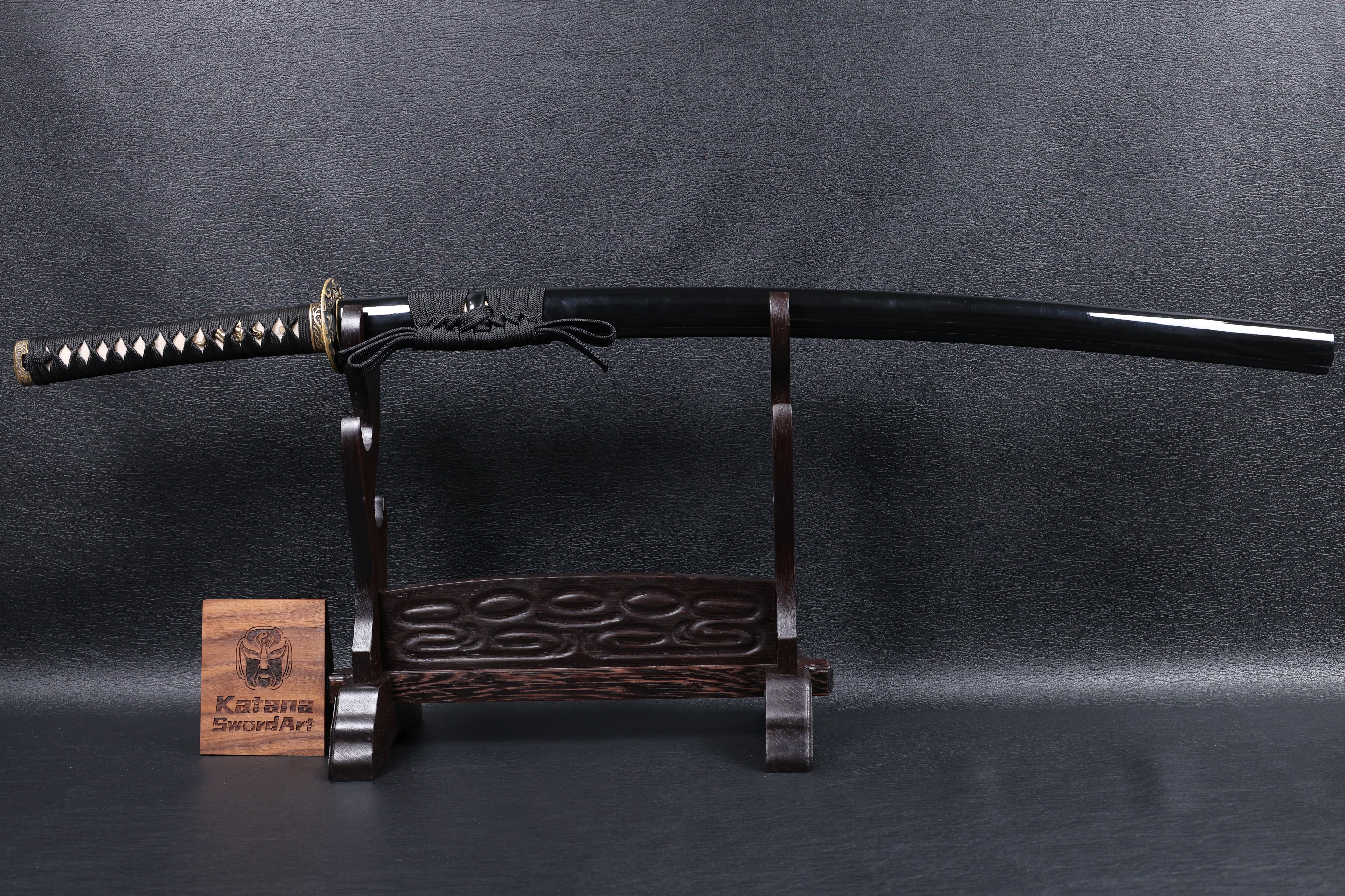 Katana Dragon Ascent Spring Steel Black Saya Genuine Rayskin