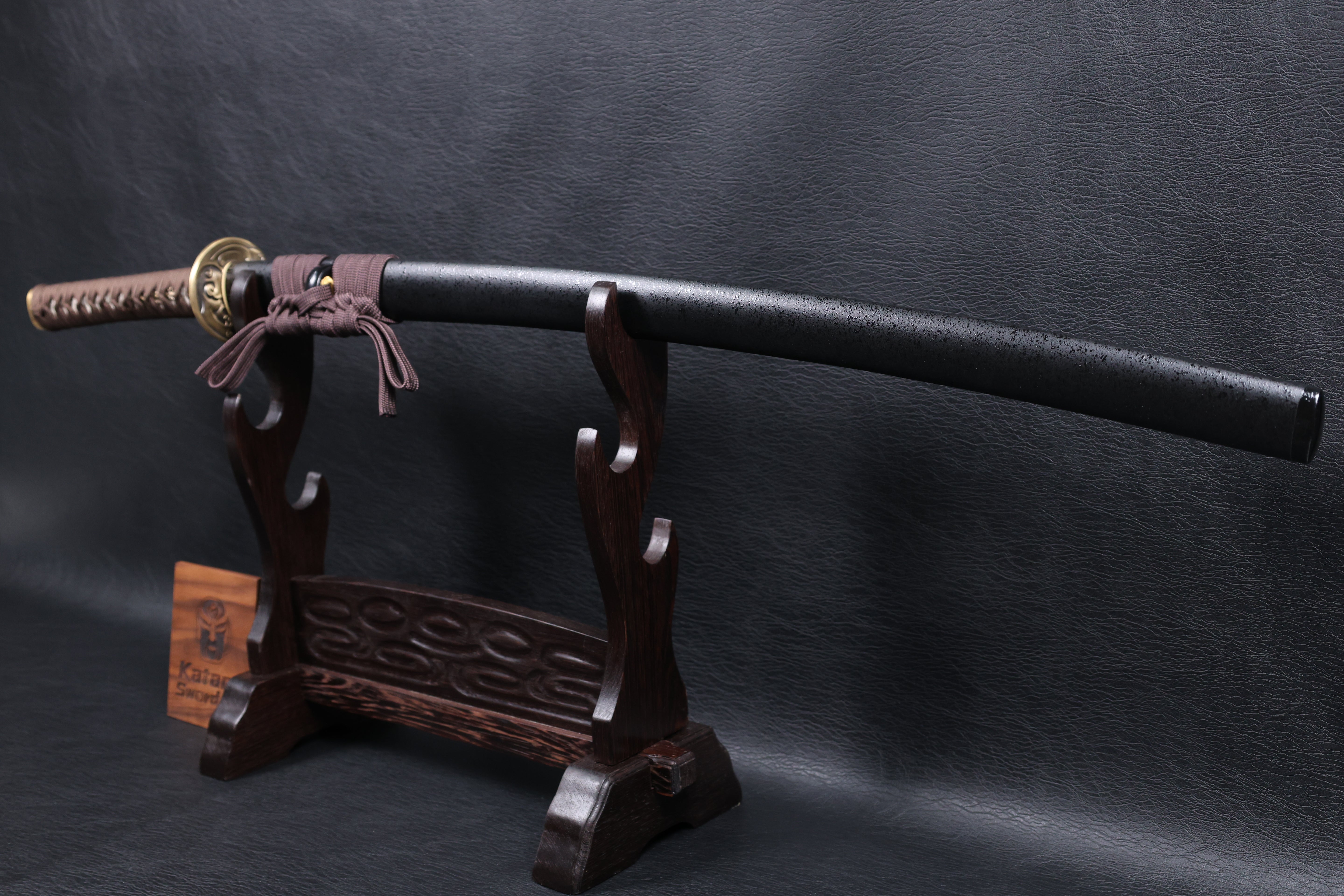 Katana Storm Tiger Spring Steel Black Saya Genuine Rayskin